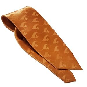 Karl Knox Mens Orange Geometric Jacquard Satin Necktie Formal Business Tie